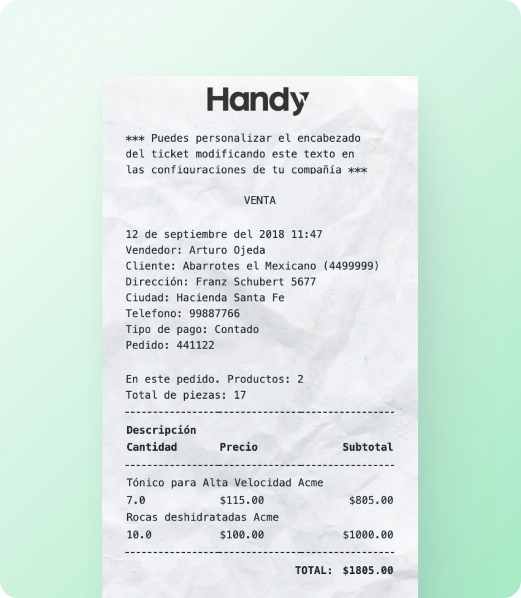 Impresión de tickets de venta