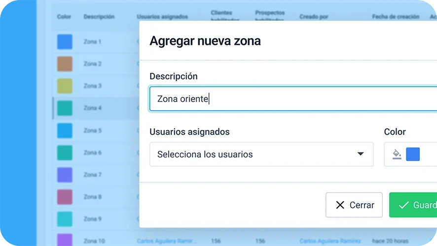 Crea tus zonas y da de alta tus clientes y productos