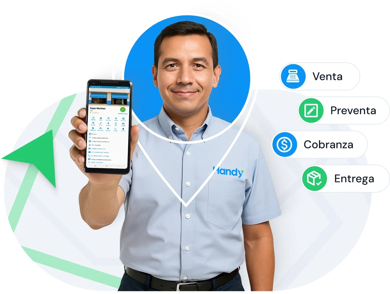 Vendedor con app Handy