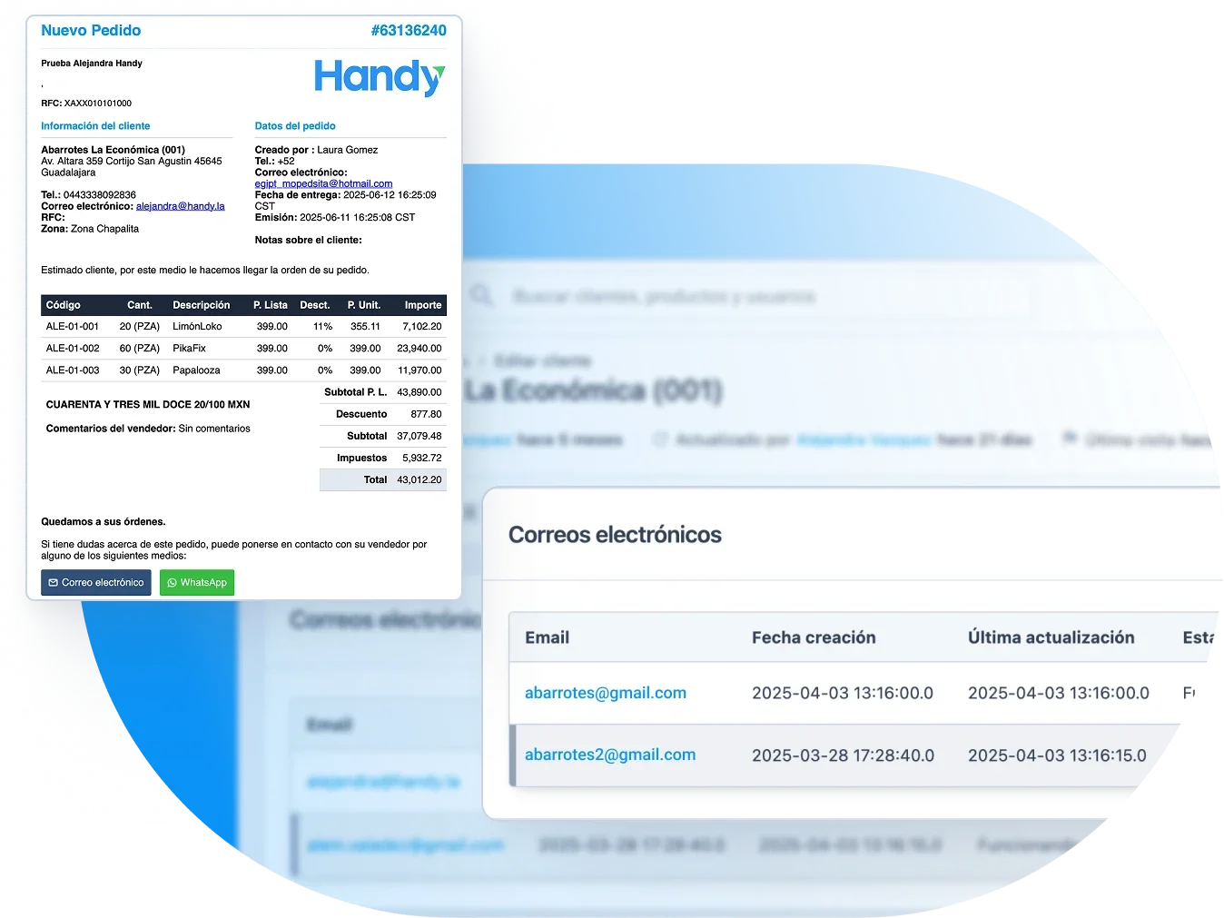Confirmaciones automáticas al correo del cliente