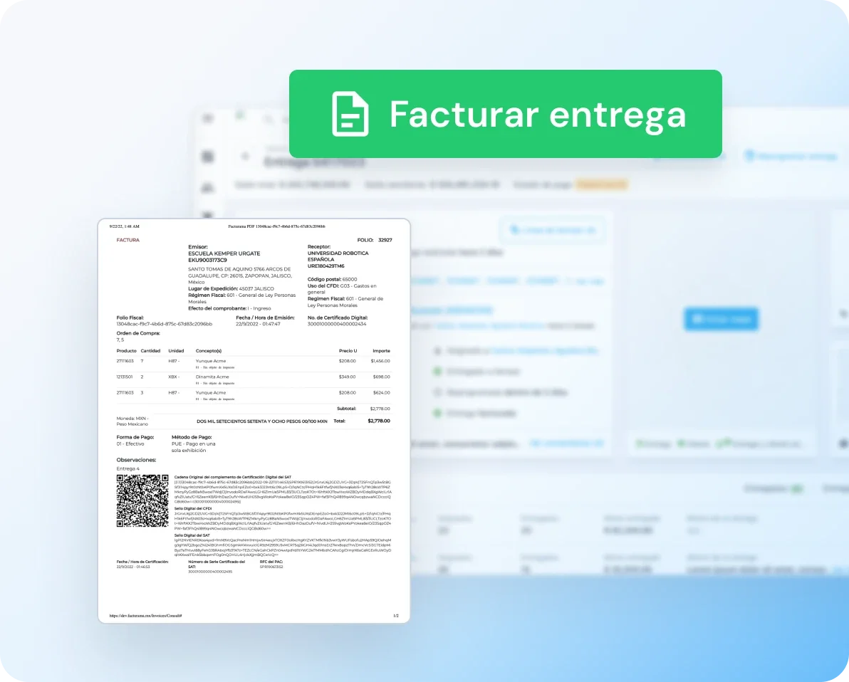 Genera facturas de tus entregas