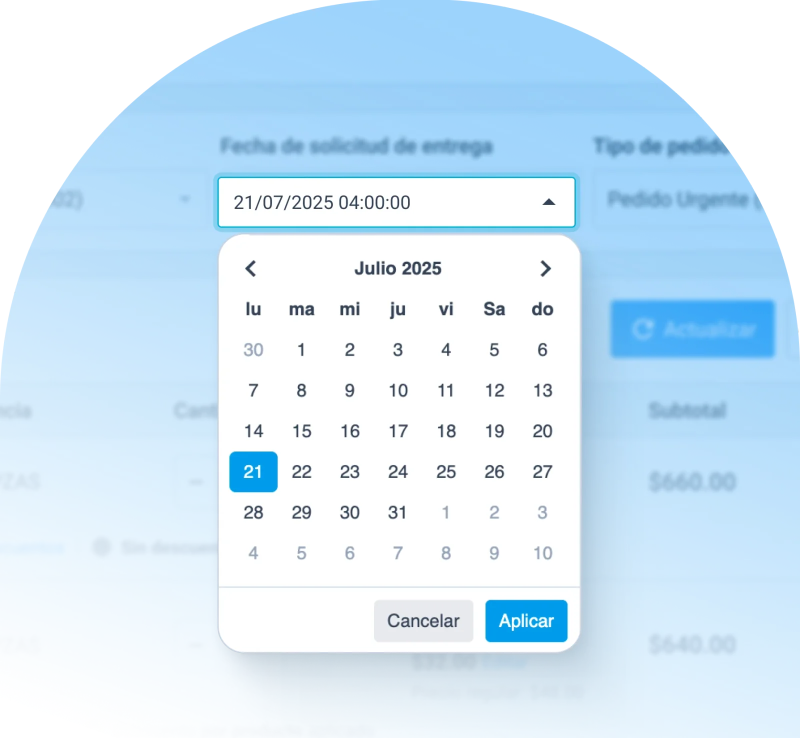 Programa la fecha de entrega