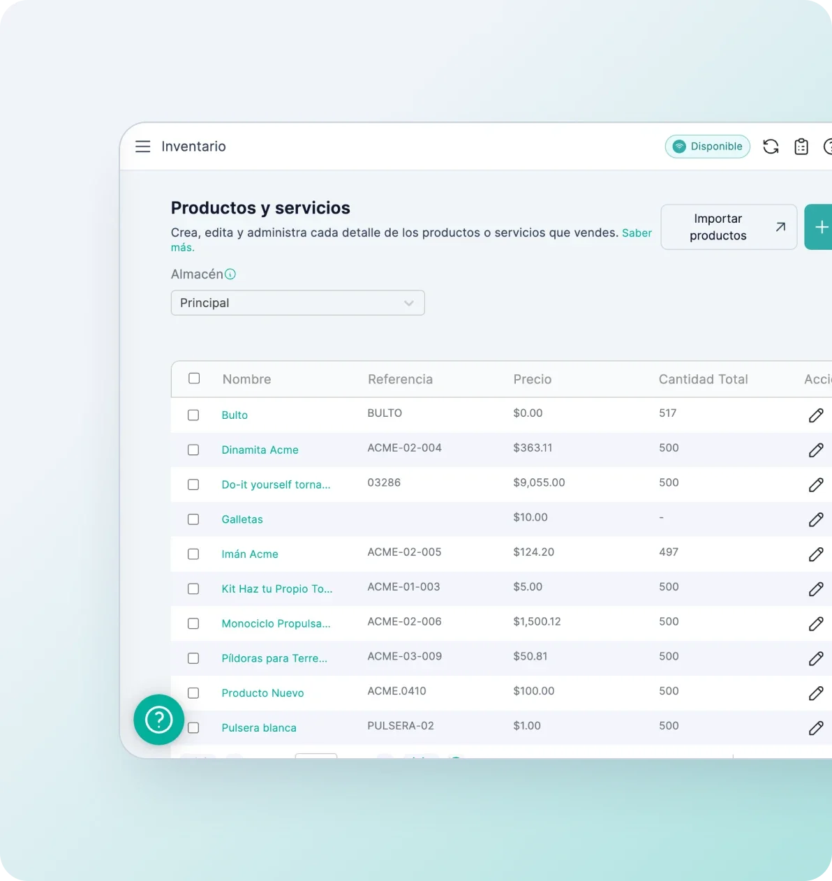 Sincronización de productos