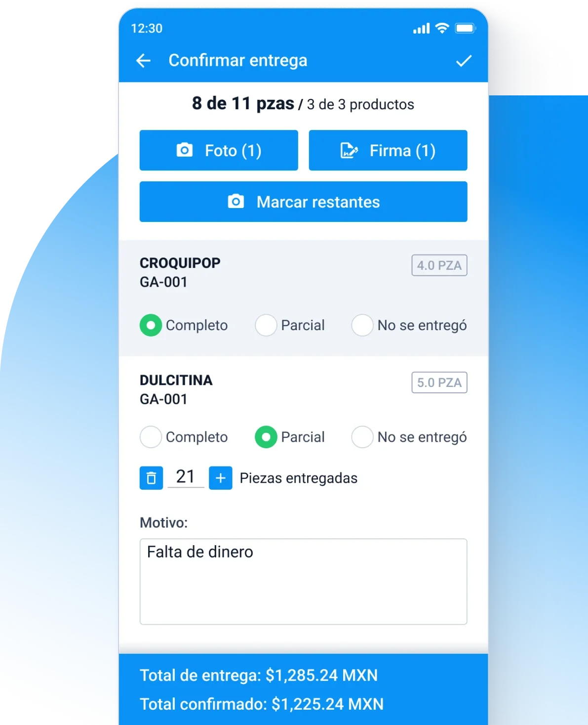 Evidencia de entrega