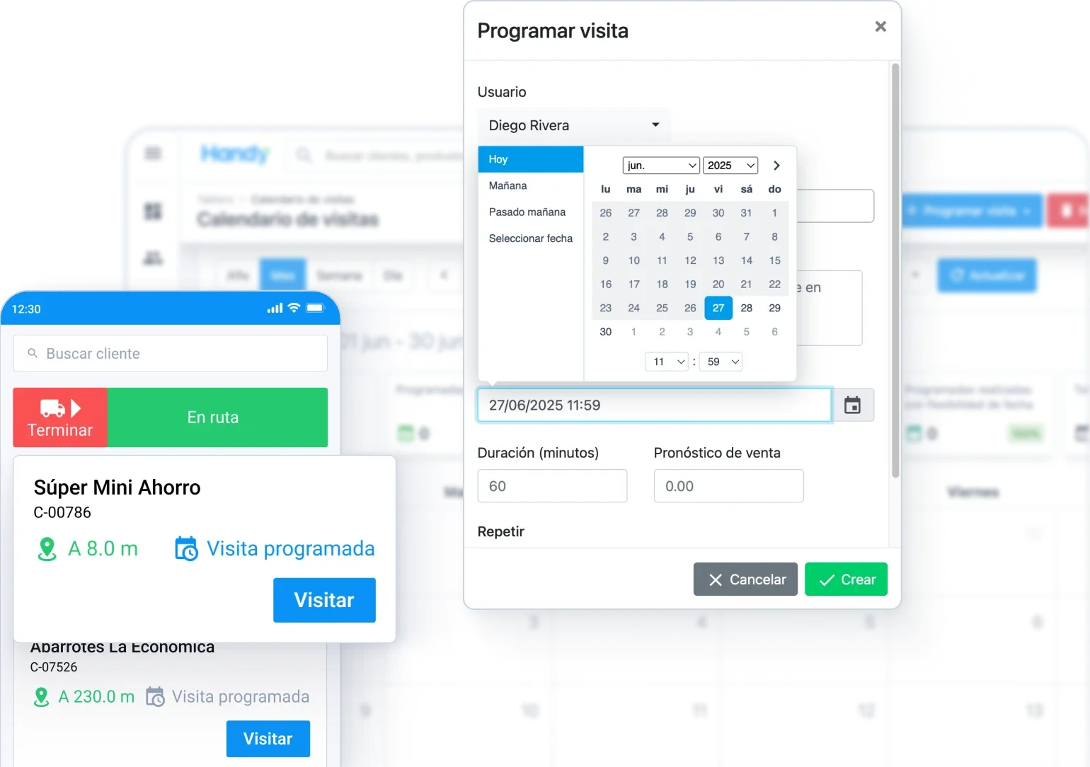 Programación de visitas con app Handy