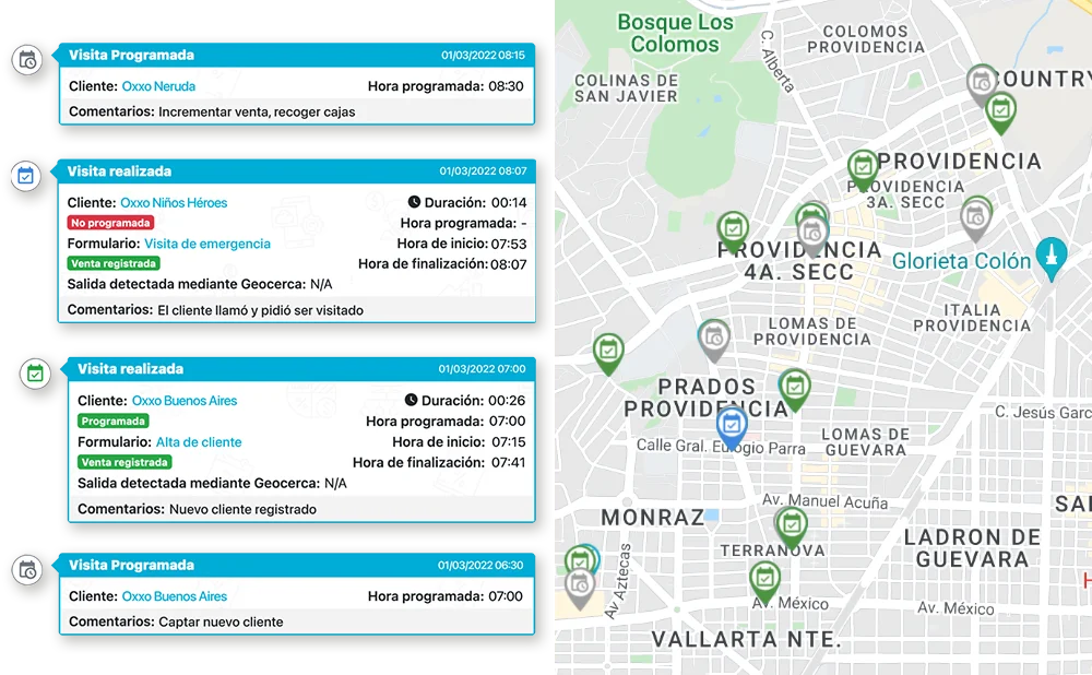 Visitas con GPS.